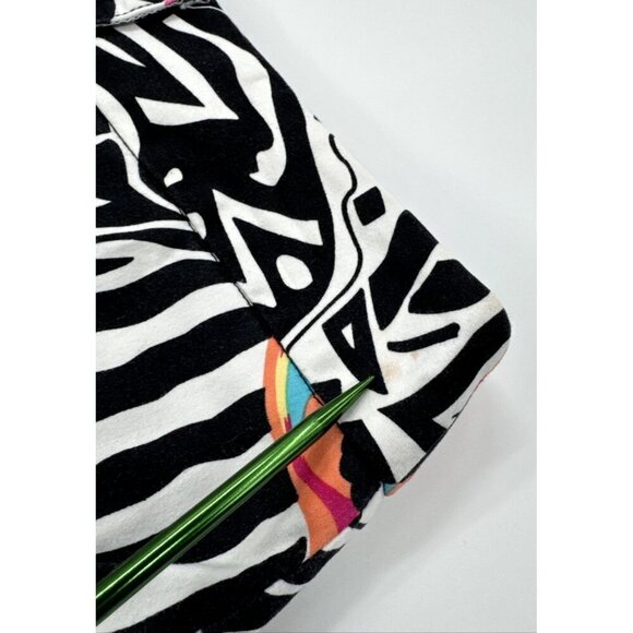 Nouveau Capri Pants Womens 12 Black Stretch Colorful Butterfly Art Geometric 90s - Picture 5 of 10